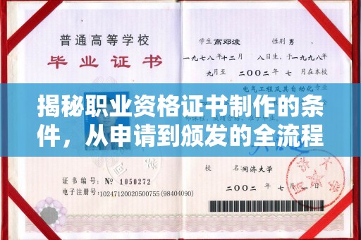 巴彦揭秘职业资格证书制作的条件，从申请到颁发的全流程解析